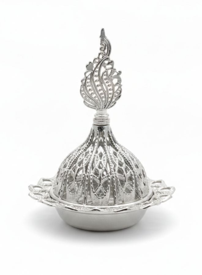 Arabic Incense Burner – Elegant Metal Incense Holder Made of High-Quality Iron with Removable Lid – Perfect for Evenly Spreading Fragrance, Home Decor, Special Occasions & Luxurious Gift for Friends and Family-Silver - Image 1